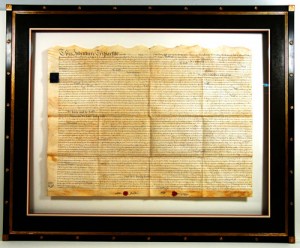 Indenture-new-camera-crop An example of a framed document that reveals both sides.